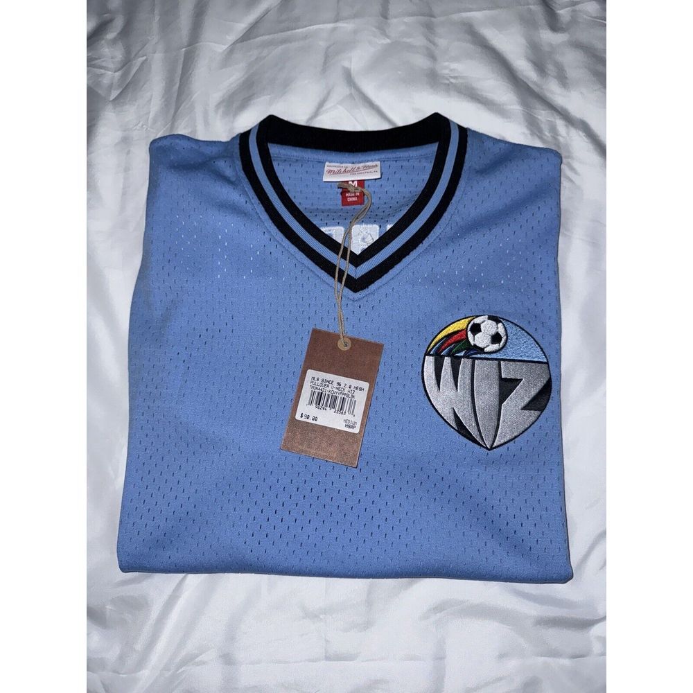 Mitchell & Ness Sporting Kansas City Mesh V-Neck Shirt Men's‎ Medium Sky Blue
